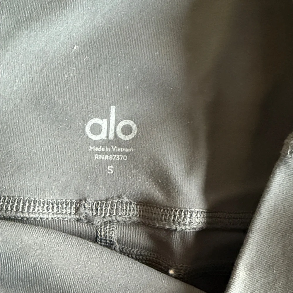 ALO Yoga Charcoal Leggings with Black Ribbon Details